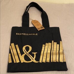 Barnes & Noble Black Tote with Gold Accents. New
